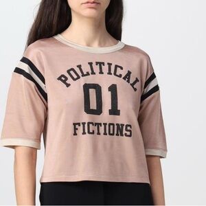 YSL; Saint Laurent, Women's Tan Graphic Top